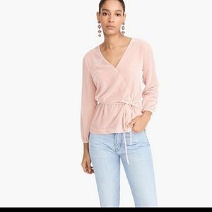 J. Crew Wrap Velvet Pink Top
